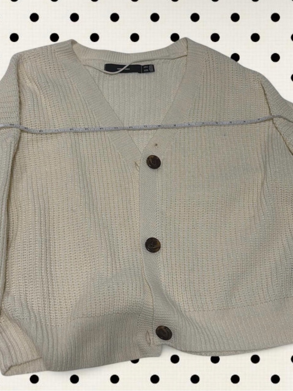 Cream V-Neck Button Cardigan Sweater